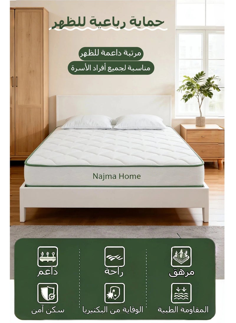 نجمة هوم 180*200*22 سم (حجم ملكي) مرتبة مزدوجة، مرتبة نوابض بونيه وفوم الذاكرة، قابلة للتنفس، تخفف الضغط، متوسطة الصلابة، تستخدم لتخفيف آلام الظهر. - Image 1